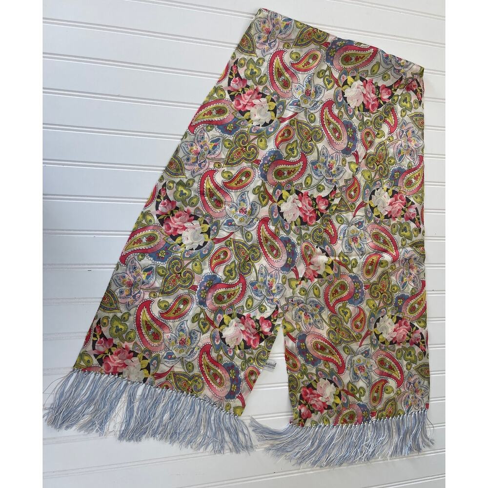 Echo Paisley Silk Tubular Fringe Scarf Designer‎ Delicate Preppy Whimsical